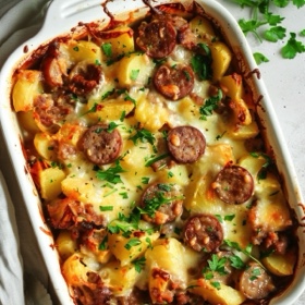Polish Casserole with Sausage (Zapiekanka Z Kiełbasą)