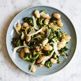 White Beans and Charred Broccoli with Parmesan