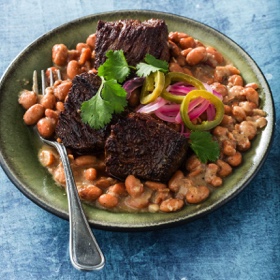 Sirloin Steak Tips with Charro Beans