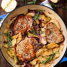One Pan Pork Chops with Apples and Onions