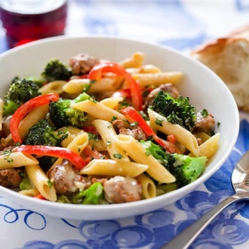 Creamy Skillet Penne with Sausage and Broccoli