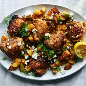 Sheet-Pan Chicken and Potatoes with Feta, Lemon and Dill