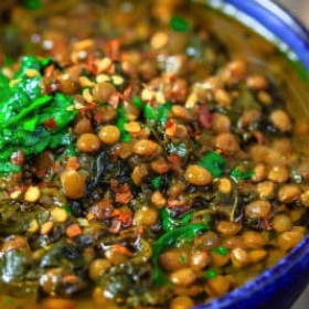 Mediterranean Spicy Spinach and Lentil Soup