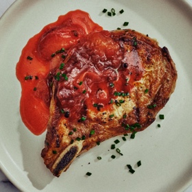 Grilled Pork Chops with Plum BBQ Sauce