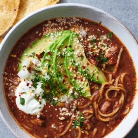 Sopa De Fideo Y Frijoles Con Chorizo (Fideo and Bean Soup with Chorizo)