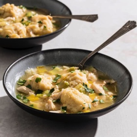 Chicken and Leek Soup with Parmesan Dumplings