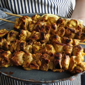 Chicken-Thigh Kebabs with Turmeric, Chile and Saffron