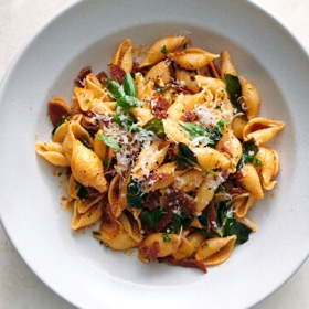 Pepperoni Pasta with Lemon and Garlic