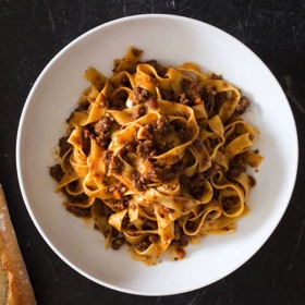 Weeknight Tagliatelle with Bolognese Sauce