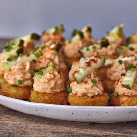 Spicy Pickle Deviled Tots