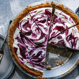Blackberry Frozen Yogurt Pie with Cracker Crust