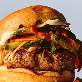 Gochujang Burger with Spicy Slaw