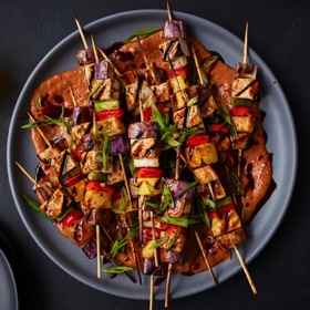 Tofu-Vegetable Satay with Peanut Sauce