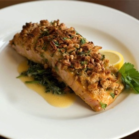Alaska Salmon Bake with Pecan Crunch Coating