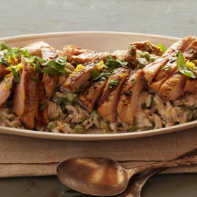 Creamy Lemon-Pepper Orzo with Grilled Chicken