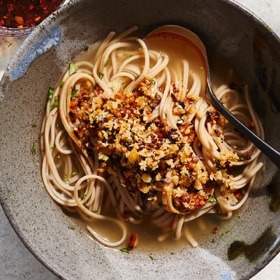 Soba Noodles with Ginger Broth and Crunchy Ginger