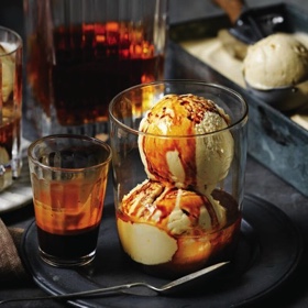 Whisky Affogato with Whisky-Malt Semifreddo