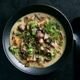Pressure Cooker Mushroom and Wild Rice Soup