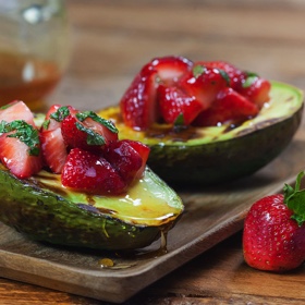 Grilled Avocado with Strawberry and Honey