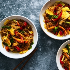 Singapore Noodles with Charred Scallions