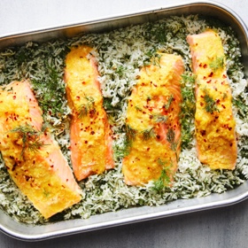 Baked Salmon and Dill Rice