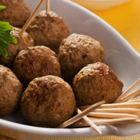 LAMB CHORIZO ALBÓNDIGAS WITH TOMATO CHUTNEY