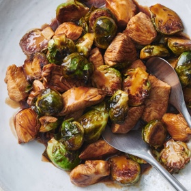 Sticky Chicken and Brussels Sprouts Stir-Fry
