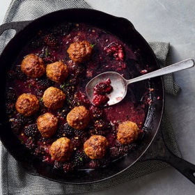 Skillet Meatballs with Juicy Blackberries