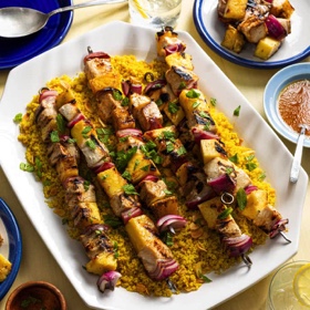 Grilled Swordfish and Pineapple Skewers with Couscous