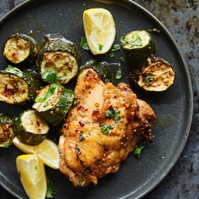 Sheet-Pan Chicken with Zucchini and Basil