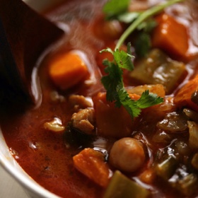 African Fragrant Chicken Soup with Chickpeas and Vegetables
