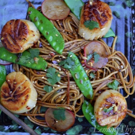 Asian Noodles with Perfectly Seared Sea Scallops