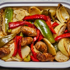 Sausage, Peppers, Onions, and Potato Bake
