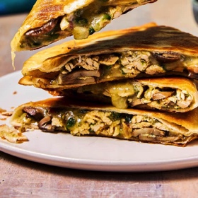 Chicken, Mushroom, and Poblano Quesadillas for Two