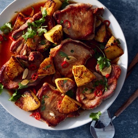Pan-Seared Pork Chops with Charred Pineapple