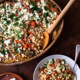 Pearl Couscous with Creamy Feta and Chickpeas