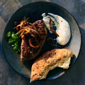 Lamb Patties with Fried Onions and Tahini-Yogurt Sauce