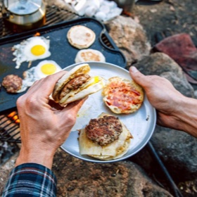 Sausage Breakfast Sandwiches with Sriracha Honey Sauce