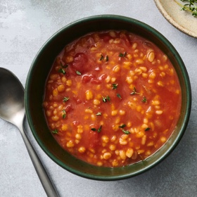 T’chicha (Barley and Tomato Soup)