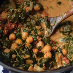 Braised Coconut Spinach & Chickpeas with Lemon