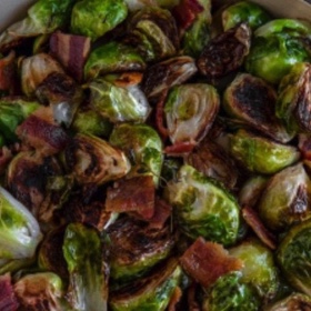Crispy Cast-Iron Roasted Brussels Sprouts with Bacon