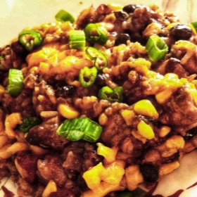 Pork, Black Bean, and Rice Casserole