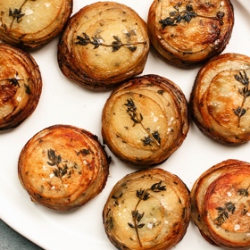 Crispy Potato Stacks with Garlic Herb Butter