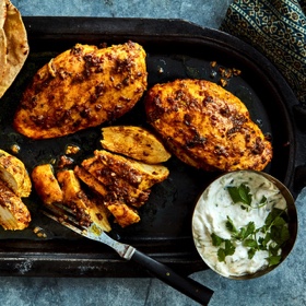 Garlic-Ginger Chicken Breasts with Cilantro and Mint