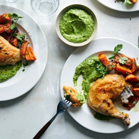 Garlic Chicken with Guasacaca Sauce