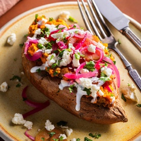 Chipotle Lentil–Stuffed Sweet Potatoes