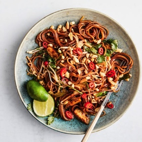 Savory Thai Noodles with Seared Brussels Sprouts