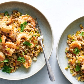 Miso Shrimp and Corn Couscous Salad