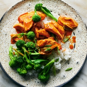 Coconut-Gochujang Glazed Chicken with Broccoli