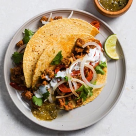 Chorizo and Bell Pepper Tacos with Salsa Verde